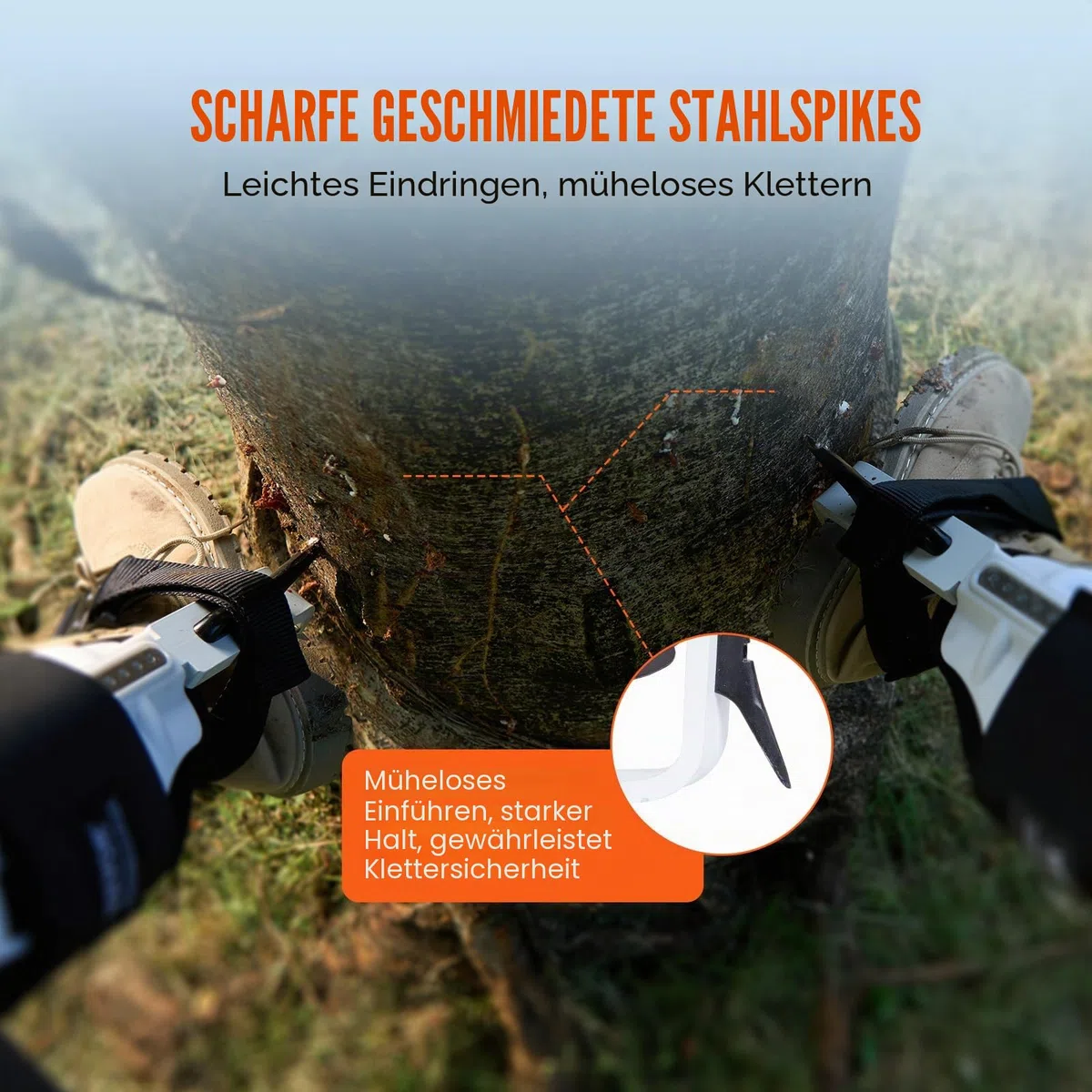 VEVOR Baumkletterspikes, 1 Paar höhenverstellbare Kletterspuren, 158.8 kg Tragfähigkeit, Baumkletterausrüstung mit Gurten, Baumpflegerausrüstung für Kletterer, Jagd, Obstpflücken