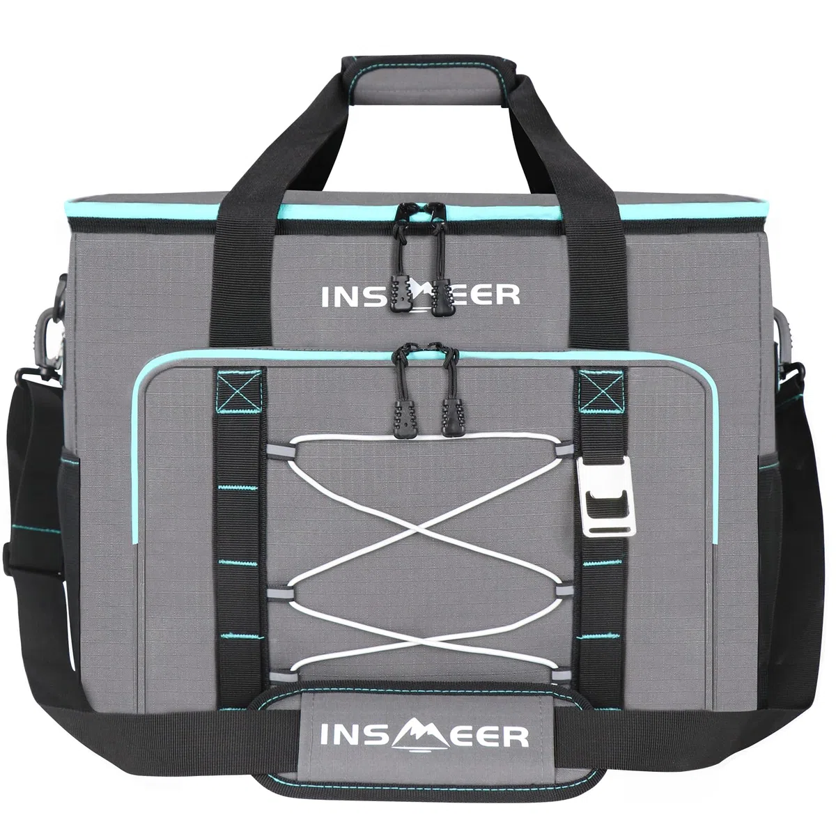 INSMEER Kühltasche Groß 55L, 90 Dosen XXL Kühltasche Faltbar Thermotasche, Isoliertasche mit Schultergurt & Flaschenöffner, Faltbare Kühlbox, Weiche Kühltaschen für Picknick,Camping, Strand, Familie