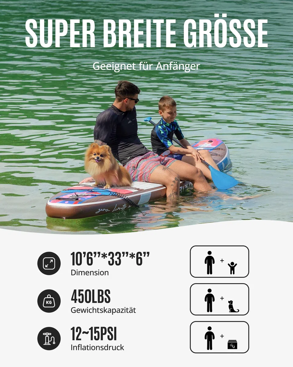 ZLX Stand Up Paddling Board 320x84cm,SUP Board Set,Stand Up Paddle mit Einzigartige Mittelfinne,Rutschfester Deckpad,Standup Paddle Board 200kg Tragkraft,für Erwachsene,Anfänger,alle Könnensstufen