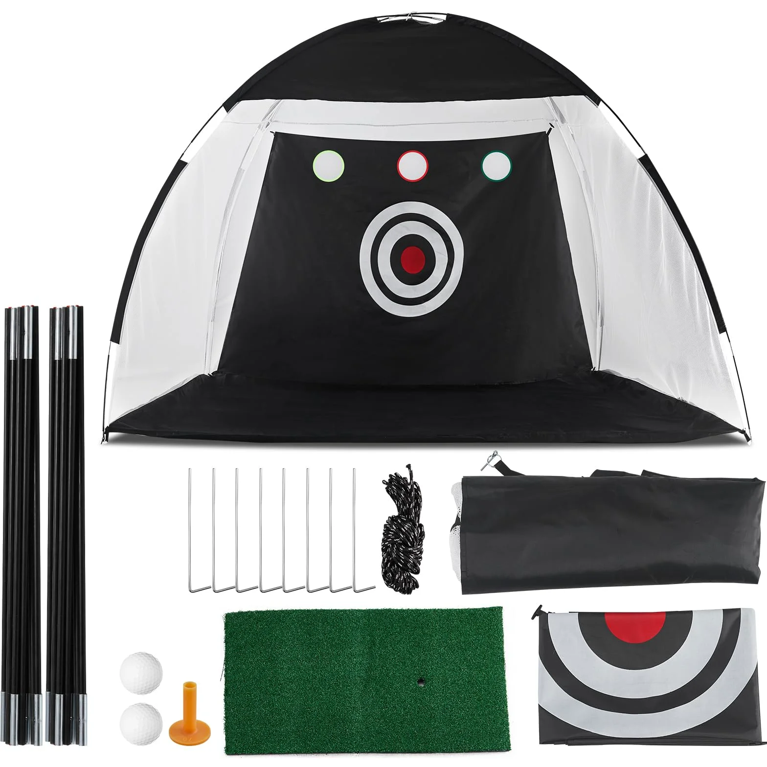 TUKAILAi 10x7ft Golf-Schlagnetz, Faltbares Golf Portable Golfnetz for Garten Indoor Outdoor, Golf-Übungs-Schlagnetze für Hinterhof für drinnen/draußen/Hinterhof, All-in-1 Golf Übungsnetz