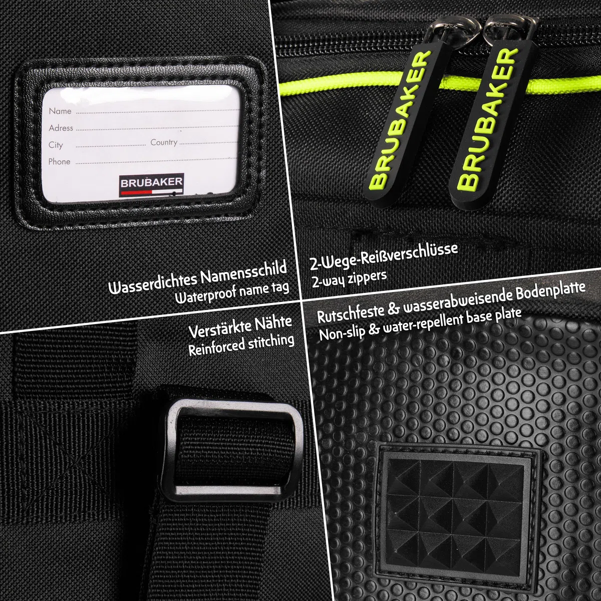 BRUBAKER Super Champion Skischuhtasche Helmtasche Rucksack mit Schuhfach - Schwarz/Neon Gelb