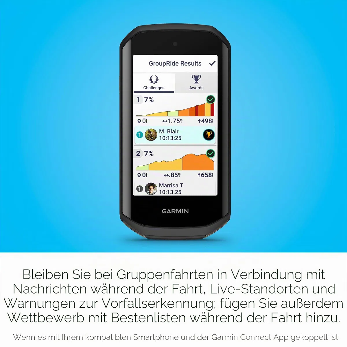 Garmin Edge 1050®, Premium-Fahrradcomputer, lebendiges Farb-Touchscreen-Display, eingebauter Lautsprecher, erweiterte Trainings- und Gruppenfahrten, Straßengefahrenwarnungen