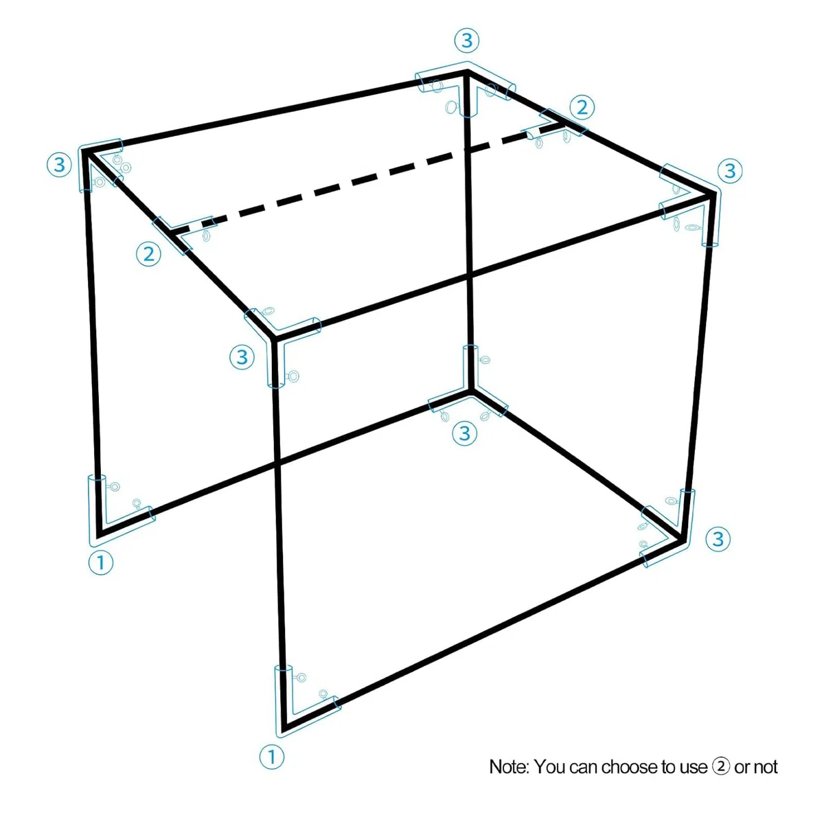Aoneky Eck-Set für Golfkäfigrahmen, Rohrverbinder für Golfnetzrahmen 3x3x3M, 10 Pcs, 1.9cm EMTs - Conduit Connector for Golf Hitting Cage Frame