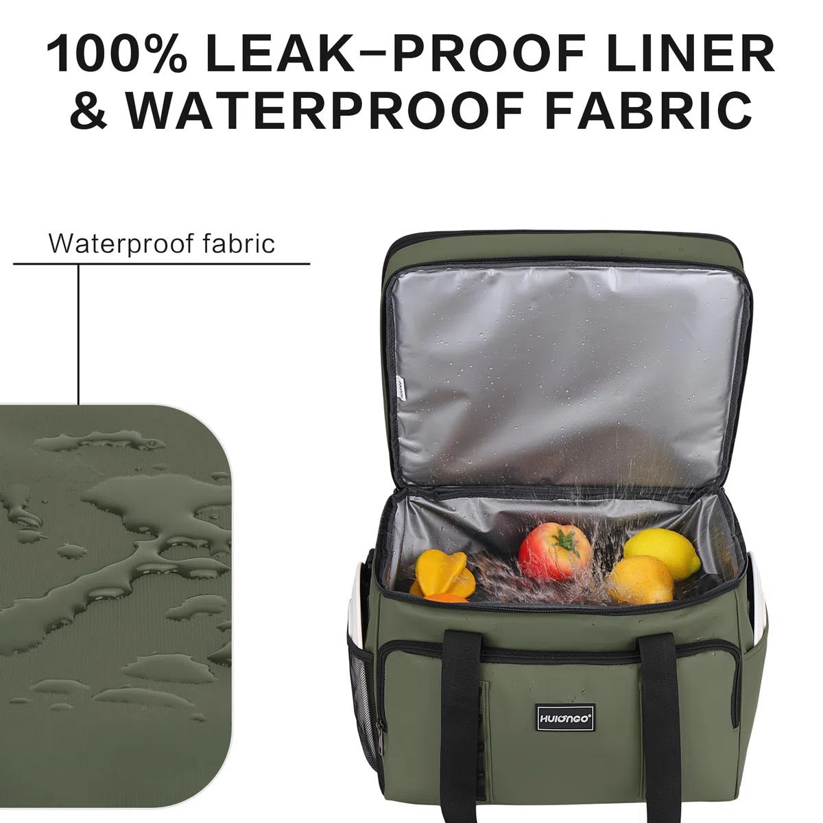 Hulongo Kühltasche Isoliert Kühltasche Wasserdicht Picknick Doppel-Thermotasche für Camping, Reisen, Lebensmittelgeschäft Einkaufen & Angeln, 42L