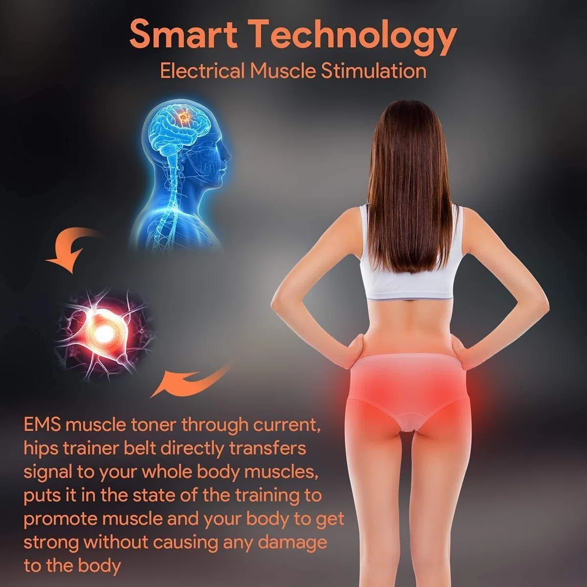 WUGEIN EMS Trainingsgerät,EMS Hüfttrainer,EMS Bauchmuskeltrainer Elektrisch Muskelstimulationsgeräte,6 Modi,Die perfekte Gesäßmuskelkurve Formen,Hüftmuskeltrainer für Männer und Frauen