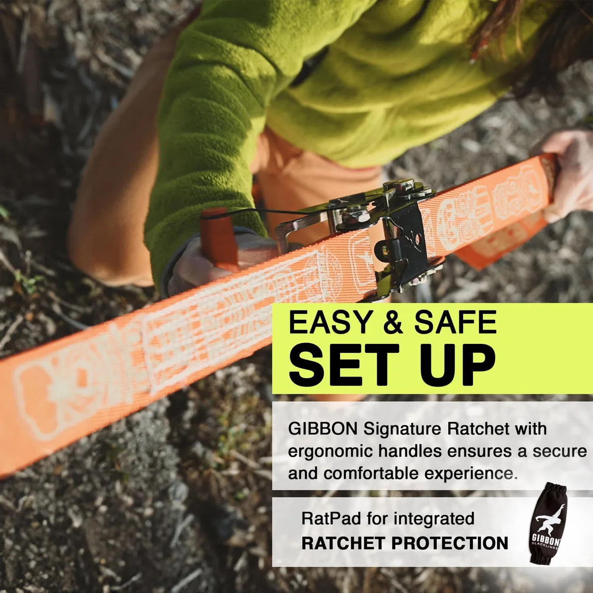 Gibbon Slacklines Travel Line | Leichtes, Kompaktes 15m Slackline-Set für Anfänger & Fortgeschrittene | TÜV-geprüft | inkl. Ratschenschutz & TreeWear | Ideal für Reisen & Urlaub