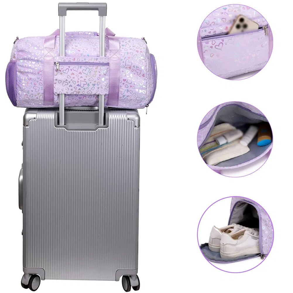 Kimwadalh Sporttasche für Mädchen, Kinder, Tanztasche, Wochenendtasche, Kinder, Reisetasche, Mädchen, Balletttasche, Turnbeutel, Ballerinas