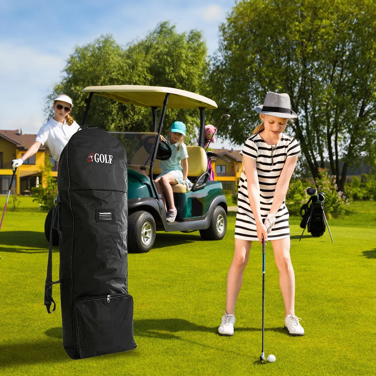 Golf-Reisetasche – Schutz für den Transport von Golfschlägern, verstellbarer Schultergurt, Flugtasche mit Rädern | Shuttle für Flugzeug, U-Bahn, Reisen, Outdoor-Sport, Club, Traspor