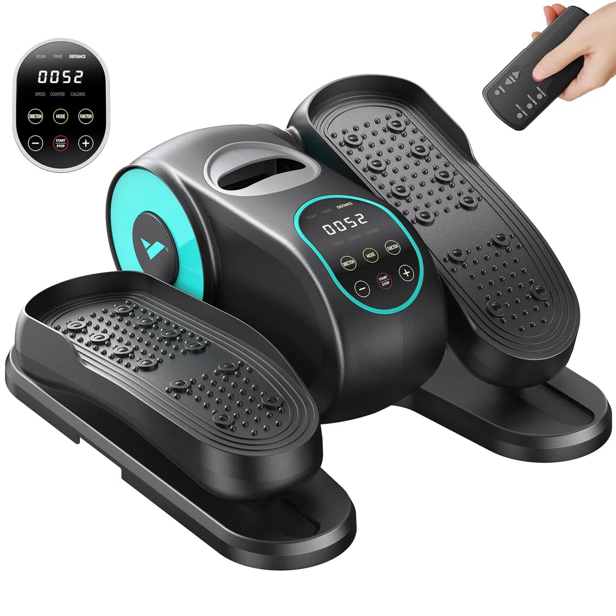 MERACH Untertisch Elektrischer Crosstrainer, Mini Ellipsentrainer für Zuhause mit gebogenem Großdisplay & Fernbedienung, 12 Geschwindigkeiten, Leiser & Tragbarer Pedaltrainer für Senioren & Erwachsene