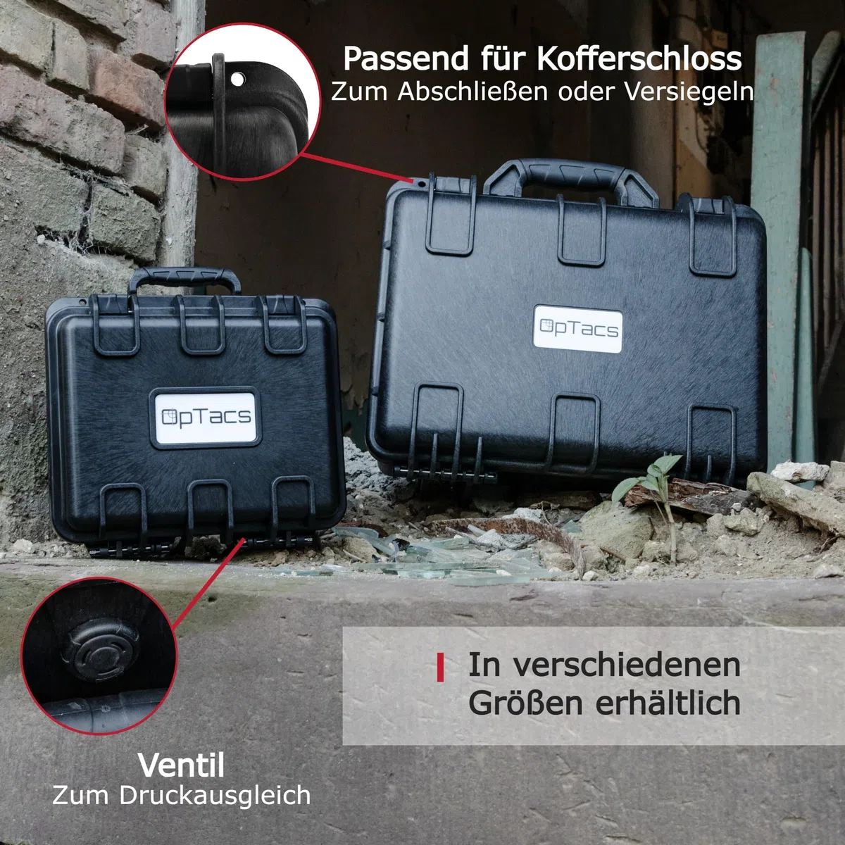 OpTacs Waffenkoffer Pistolenkoffer für Kurzwaffen mit Rasterschaumstoff abschließbar - Airsoft Pistole Gun Case 27x23x18cm wasserdicht für Waffen und Zubehör