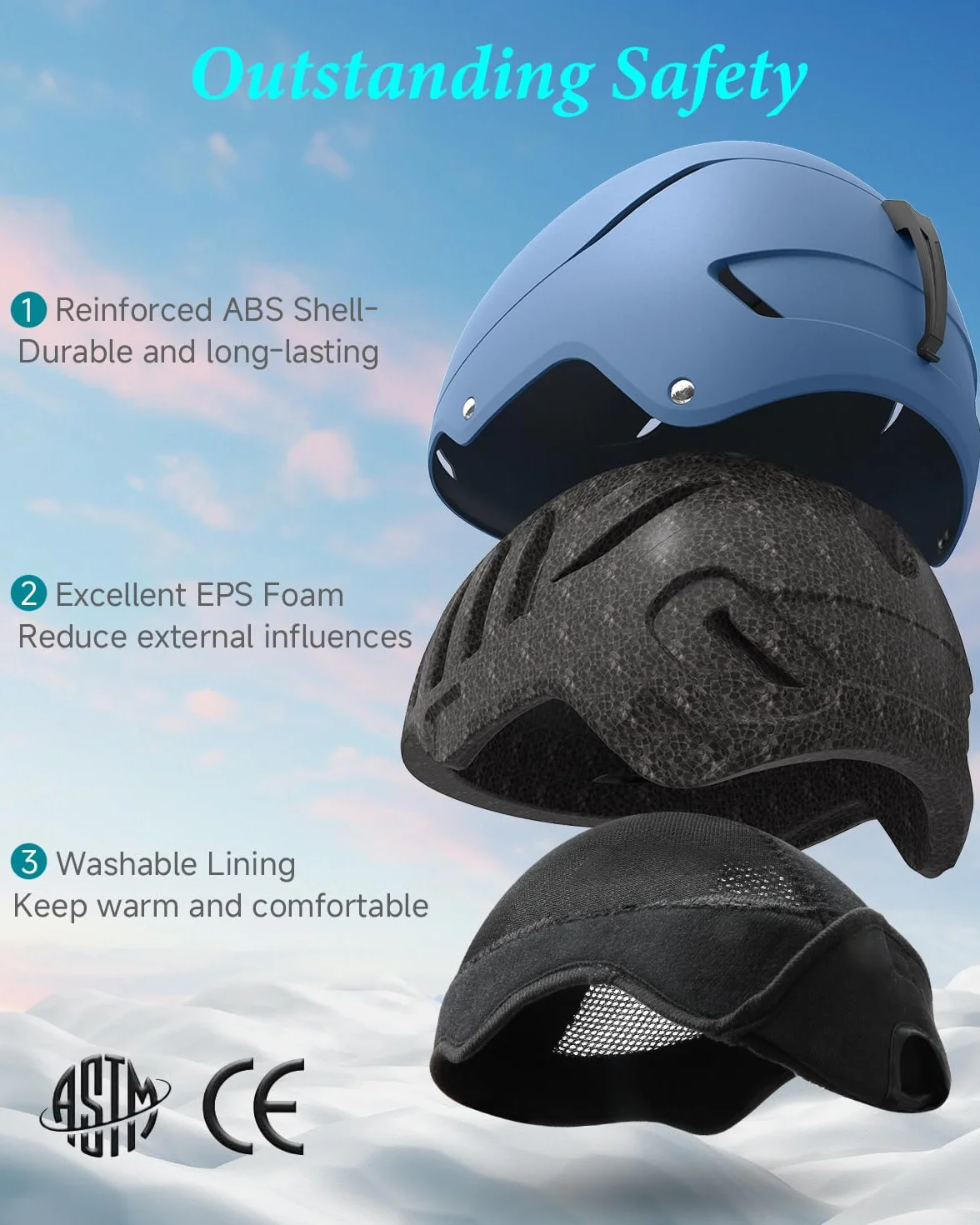 Skihelm, Skihelme Herren Damen Jugendliche Größenverstellbar,Warme Flusen-Ohrpolster Snowboardhelm,Leichter Ski Helm mit Verstellbarem Belüftungssystem,Kompatibel mit Einer Skibrille