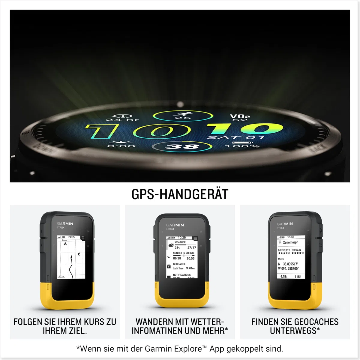 Garmin eTrex SE – Robustes GPS-Outdoor-Navi mit hochauflösendem 2,2“ MIP-Display, über 7 Tage Batterielaufzeit, wasserdicht nach IPX7, digitaler Kompass, kompatibel Explore App
