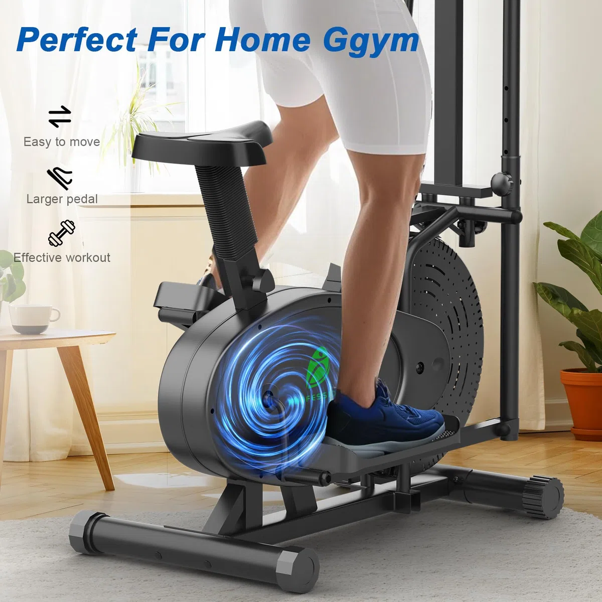 Yonisee 2 in 1 Crosstrainer für Zuhause, Ellipsentrainer mit Ergonomischem Sitzpolster, Einstellbarem Widerstand, LCD-Monitor, Herzfrequenzsensor, Aerobic Crosstrainer Stepper