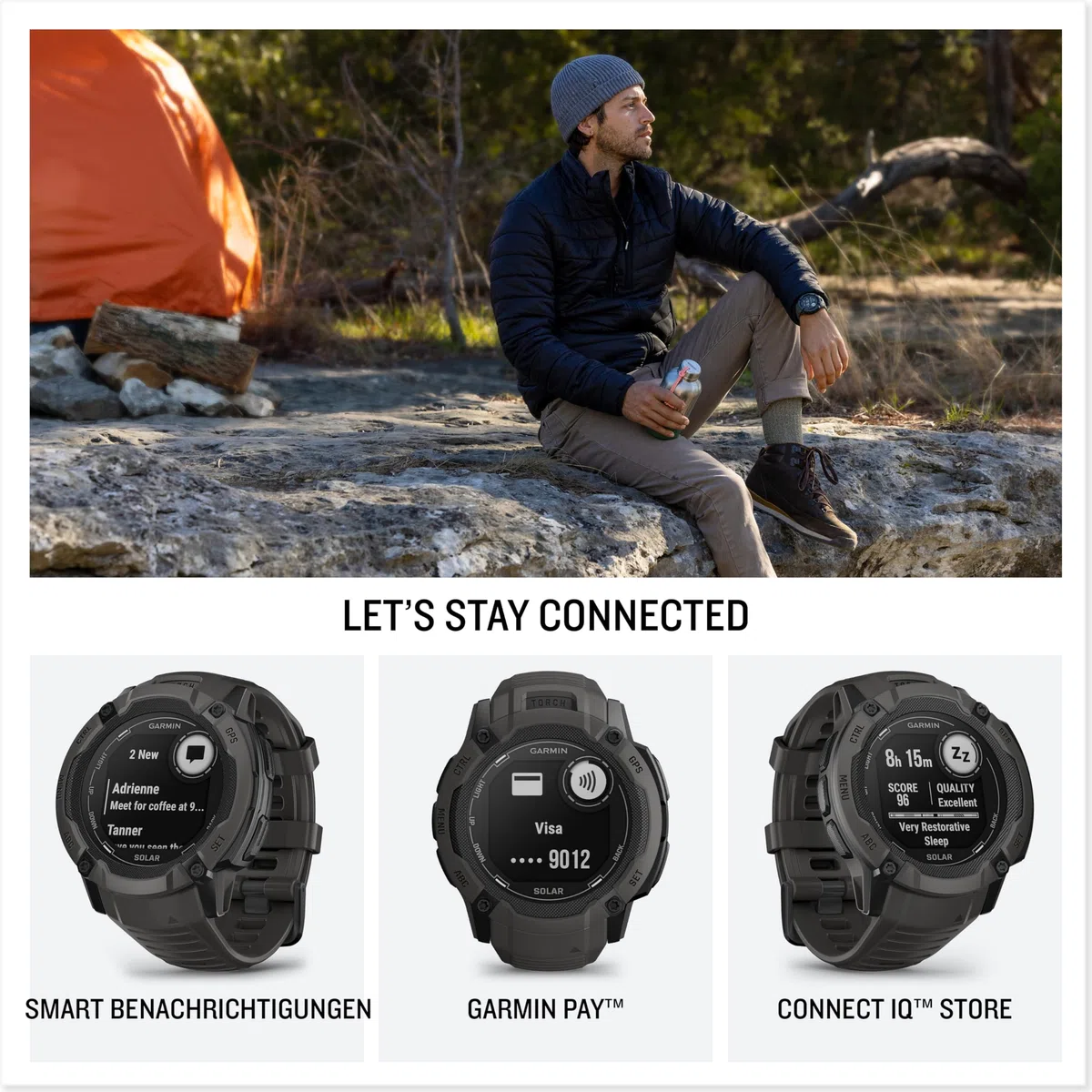 Garmin Instinct 2X Solar Tactical 50mm - GPS-Smartwatch mit unendlicher Akkulaufzeit im Smartwatch-Modus, 40+ Sport-Apps, Smart Notifications, Pay, Trainingszustand, Fitnessalter, Schlafanalyse UVM