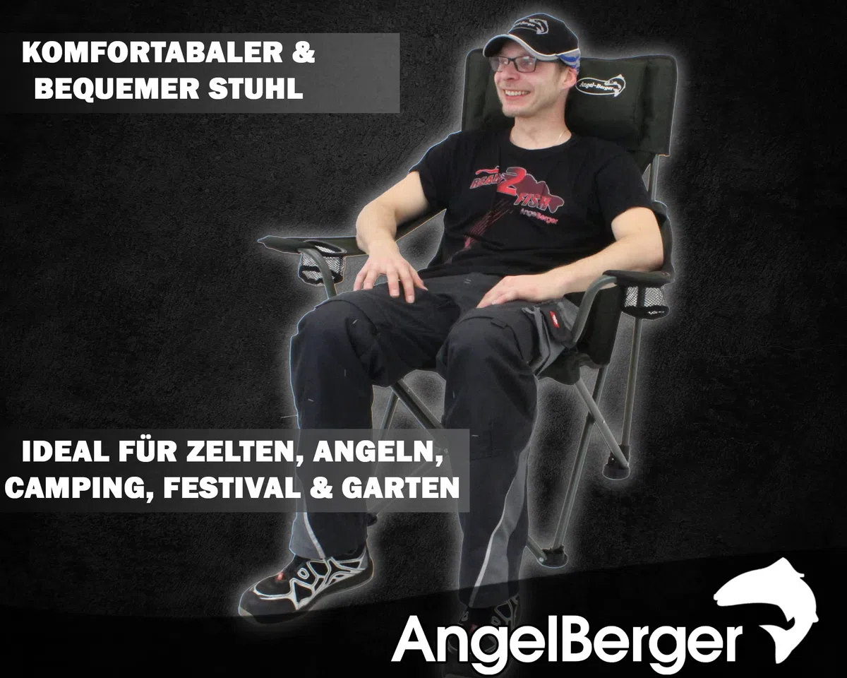Angel-Berger Luxus Faltstuhl Klappstuhl mit Getränkehaltern Polster und Armlehnen Grün