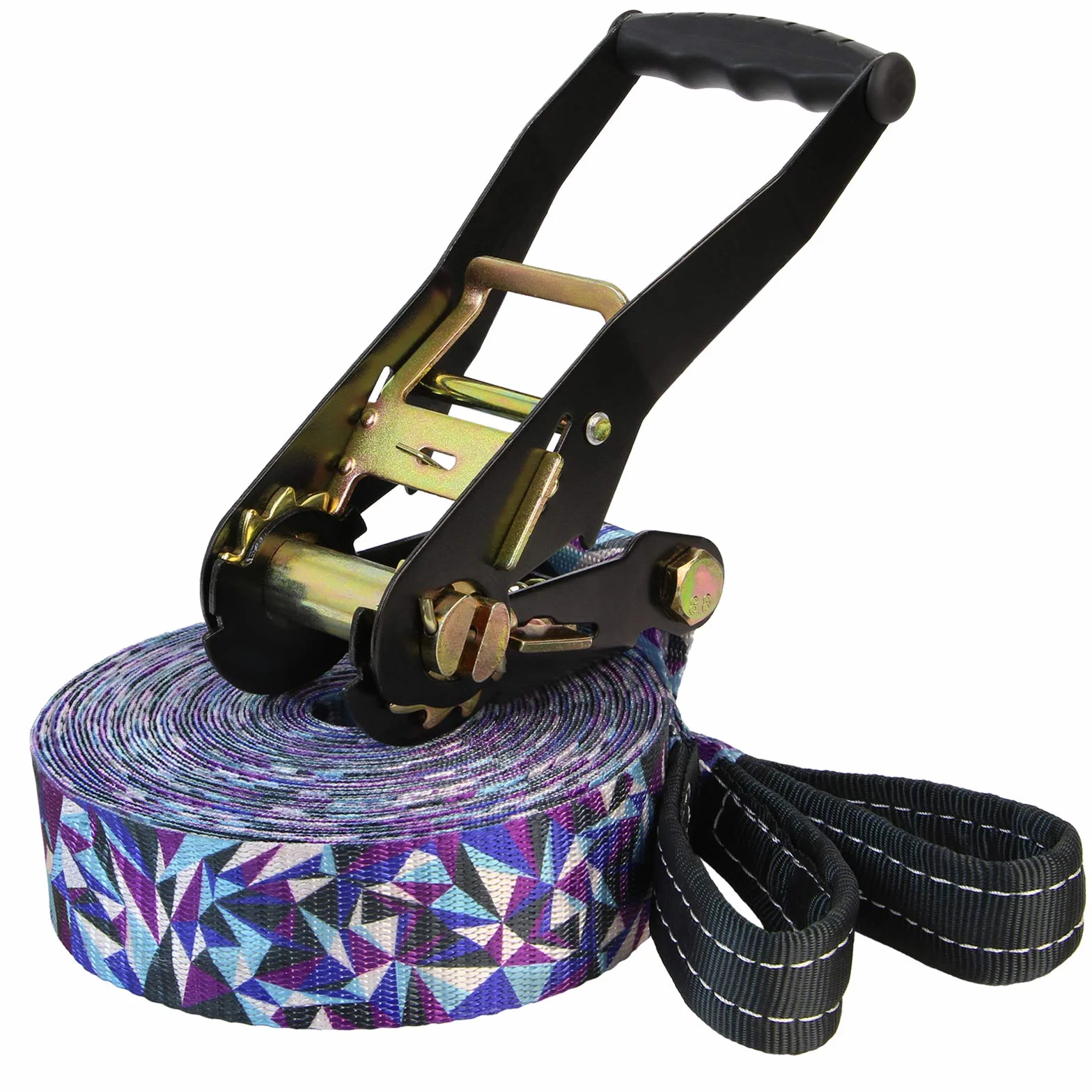 ALPIDEX Slackline Set 15 m + Baumschutz und Ratschenschutz, geeignet für Kinder, Anfänger und Fortgeschrittene 7 Jahre Garantie auf Material*