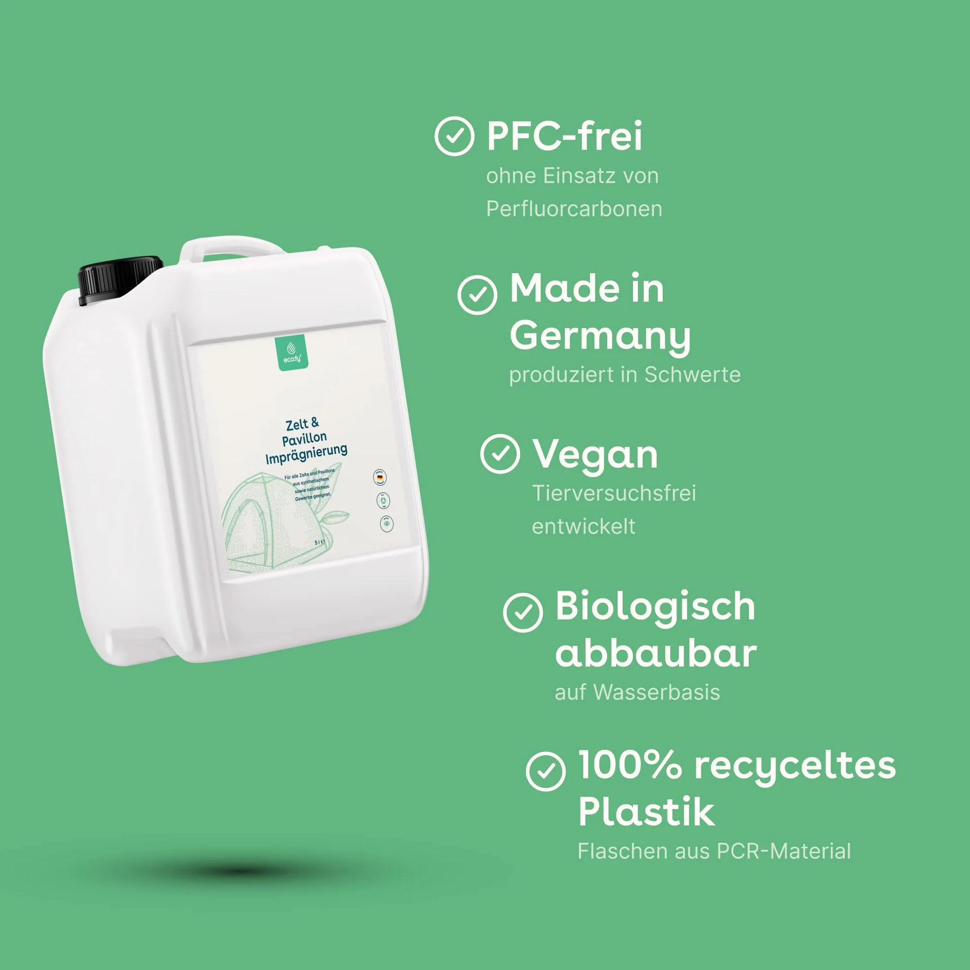 Zelt Imprägnierung - Imprägnierspray für Zelte & Pavillons aller Art - Veganer Schutz vor Nässe & Schmutz - UV-stabil, Zelt Zubehör & PFC-frei - Imprägnierspray Zelt - Made in Germany