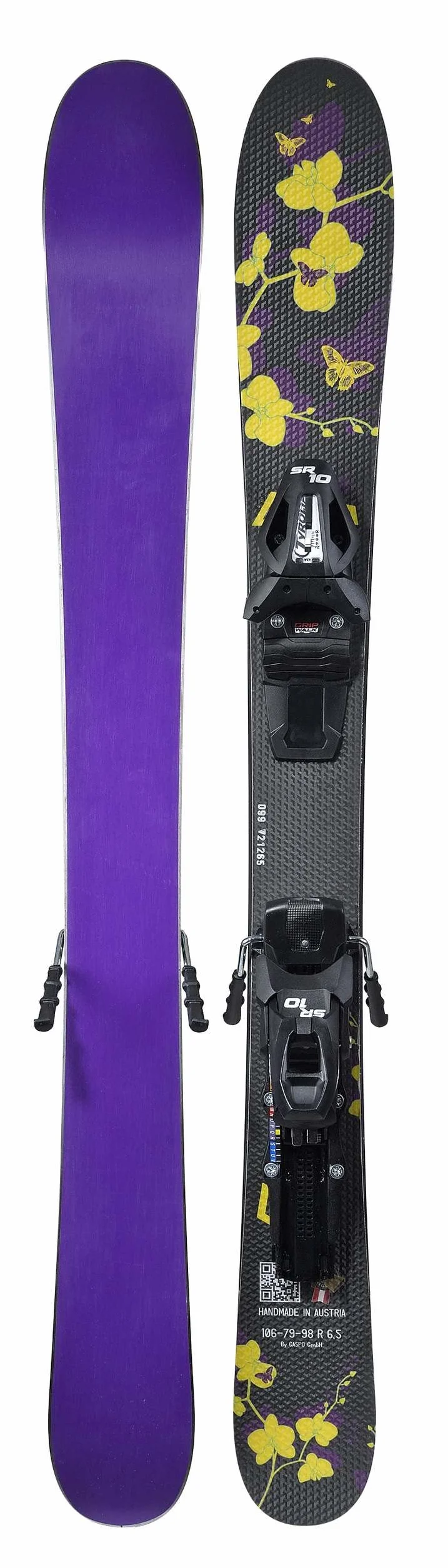 GPO Snowblade Orchidee | Kurz-Ski inkl. Tyrolia-SR-10-Sicherheitsbindung | 99 cm Länge | Big-Foot-Ski für Herren und Damen