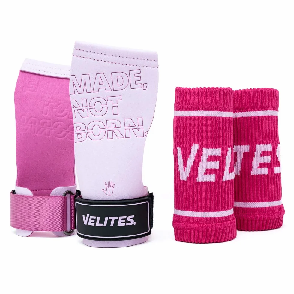Velites | Handgrips Quad Pro + handgelenkbandage | Gleichgewicht zwischen Flexibilität, Komfort und Stärke | Verwendung mit Kreide | Cross Training & Functional Training