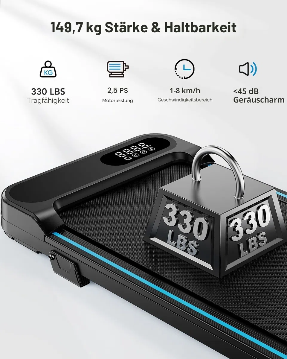 HUANUO Walking Pad, Laufband f¨¹r Zuhause mit Steigung 5%, 150 kg Gewichtskapazit?t, 2,5 HP Laufband Schreibtisch f¨¹r Zuhause und B¨¹ro, tragbares Laufb?nder mit Fernbedienung & LED-Anzeige