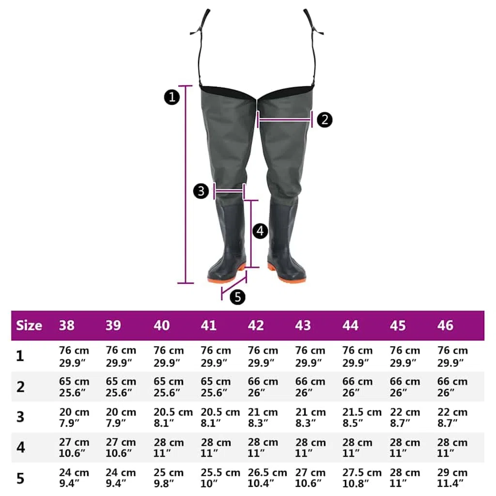vidaXL Watstiefel, Hüftstiefel für Angler Landwirte, Anglerstiefel Wasserfest Verstellbar, Fischerstiefel Wathose, Dunkelgrün Gr. 42