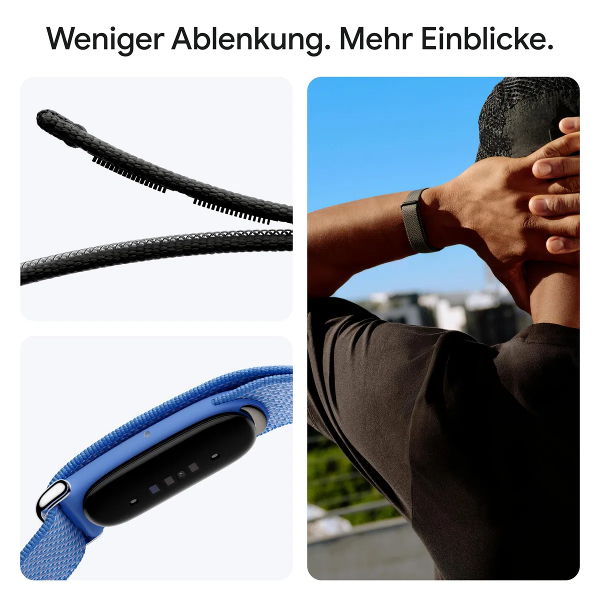 Google Fitbit Air – Aktivitätstracker ohne Display mit Fitness-Tracking, Herzfrequenzmessung und Schlafanalyse – personalisiertes KI-basiertes Coaching – bis zu 7 Tage Akkulaufzeit – Obsidian