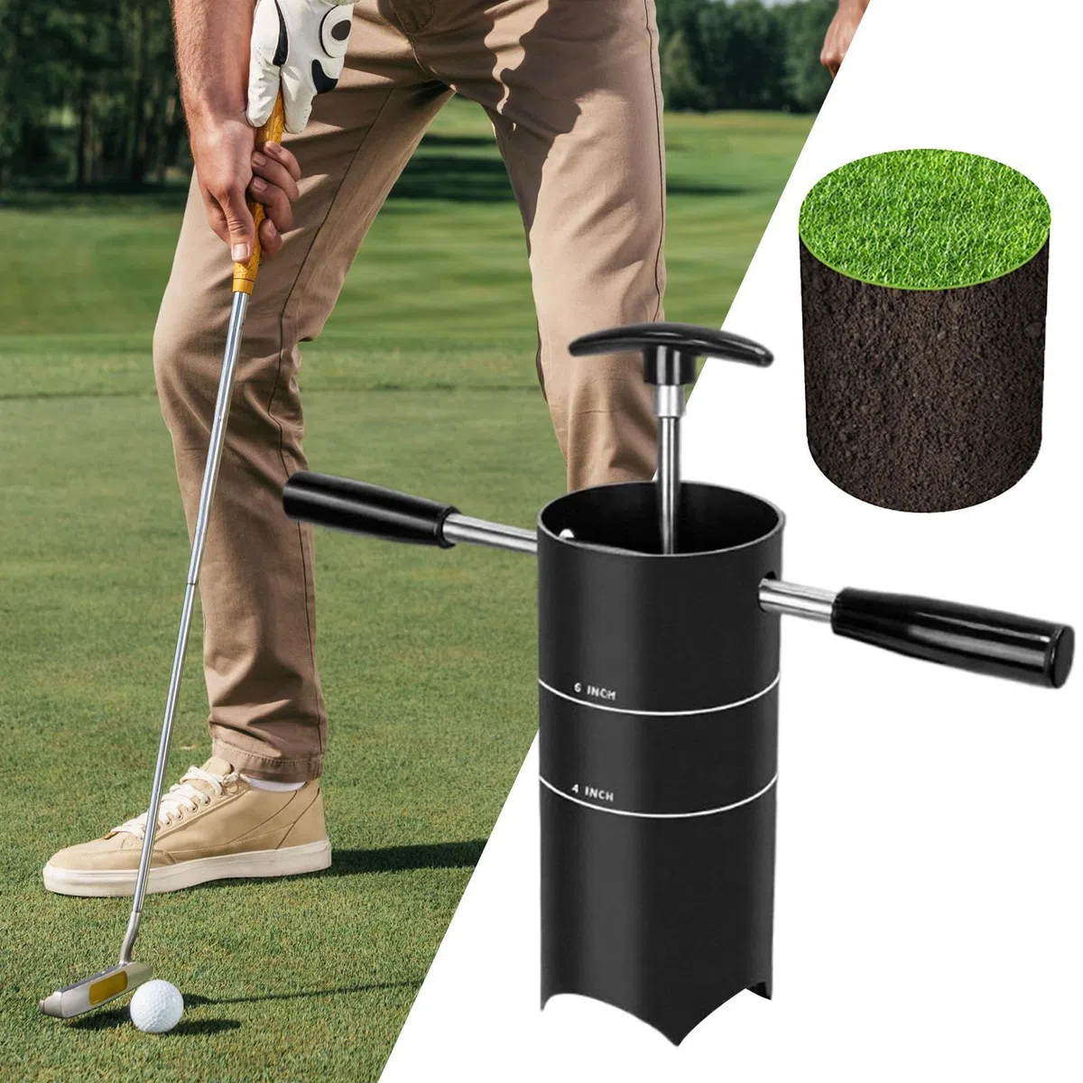 Golf Loch Ausstecher Werkzeug,Golf Lochausstecher Mit Abnehmbarem Griff - Übungsgerät Für Spielbälle Garten Rasen Outdoor Terrasse,Übungsbälle