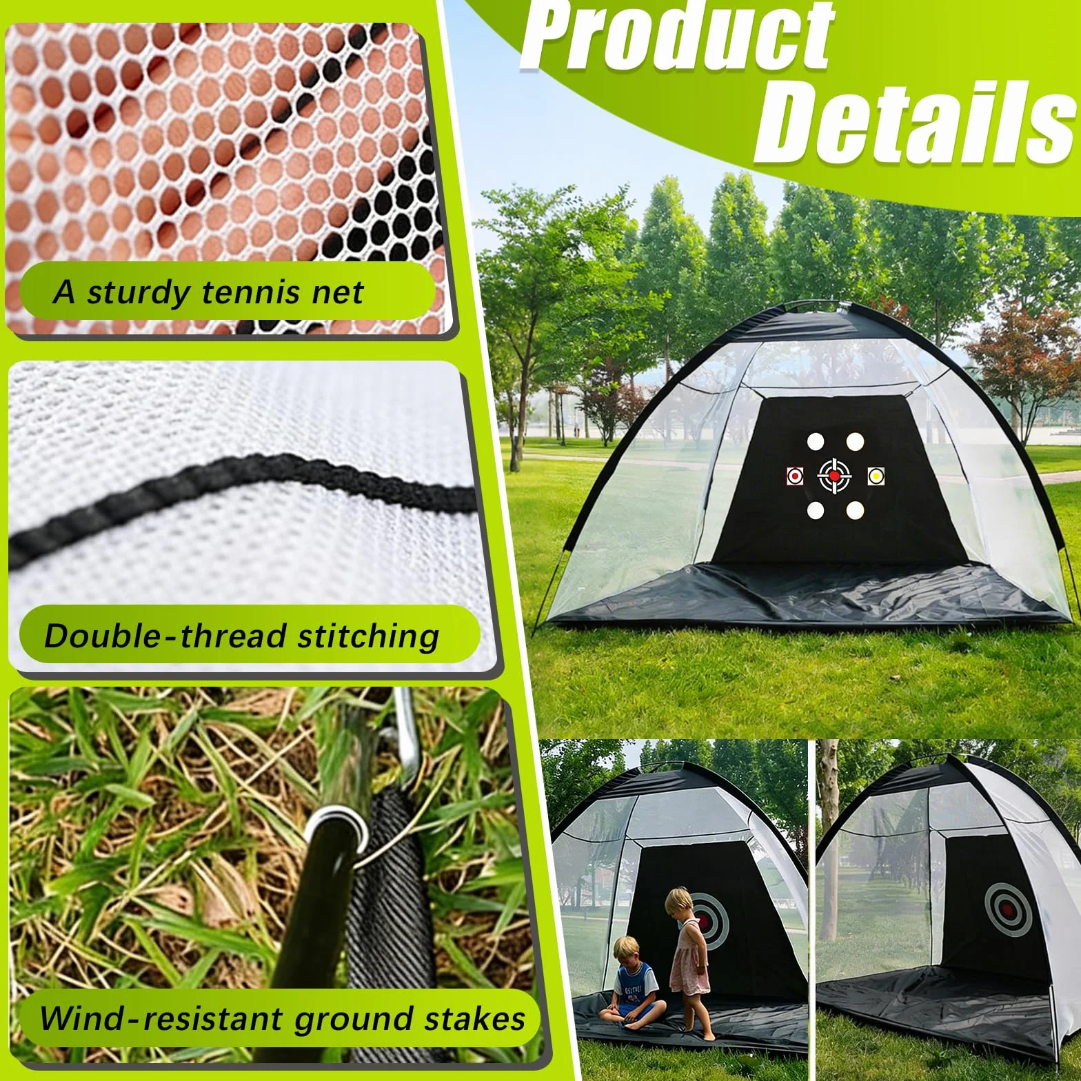 Golf Übungsnetz, 300 x 200 cm Golf Chipping Netz für Indoor und Outdoor Golf Trainingshilfen mit Rasenmatte Golfbälle Tees Sandsack Haken Zähler und Tragetasche für Training im Innen- und Außenbereich