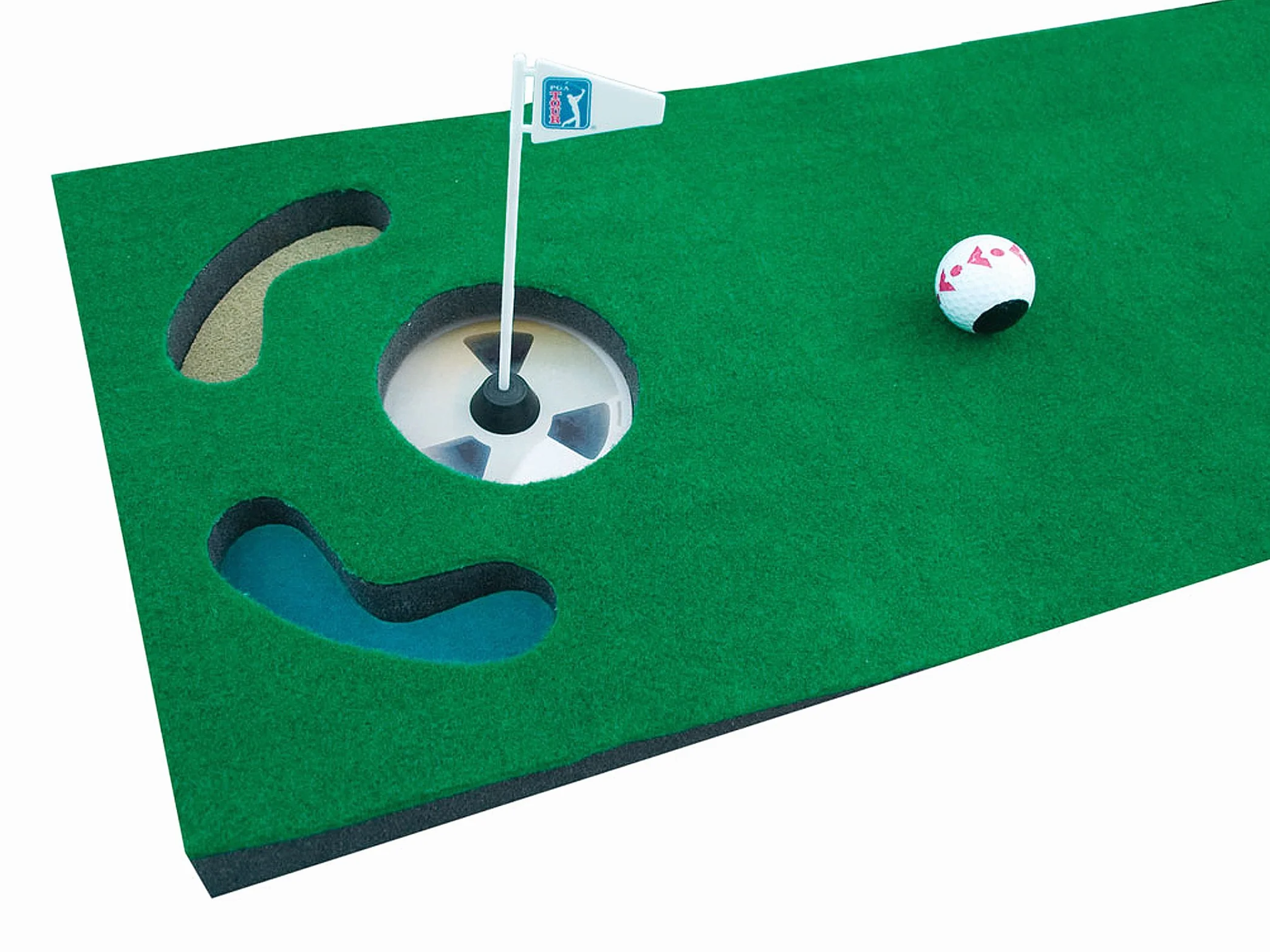 PGA Tour Unisex Ball, Ausrichtungswerkzeug und Trainingsdvd 1,8 m Puttingmatte mit Führungsball, Grün, UK