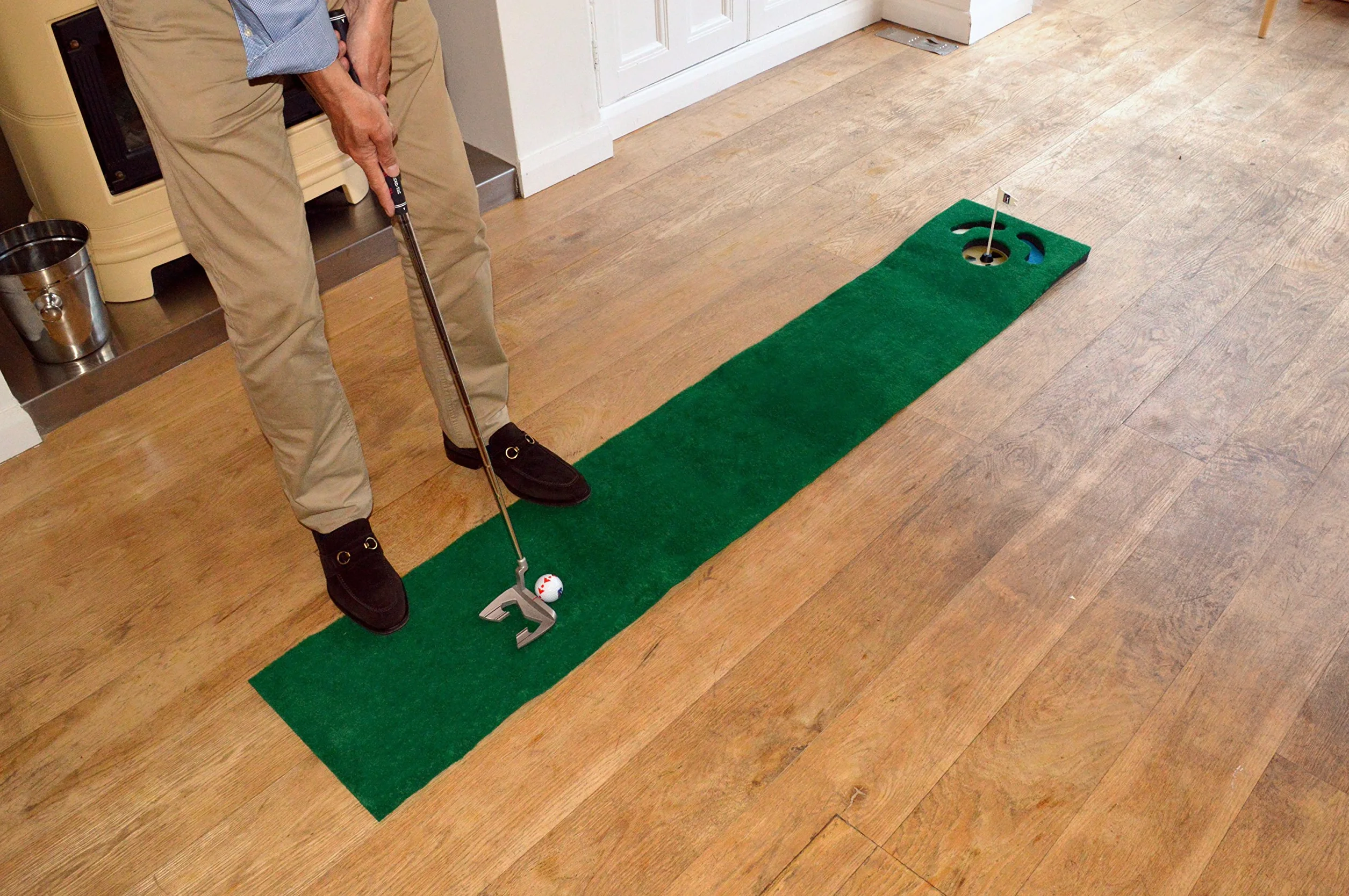 PGA Tour Unisex Ball, Ausrichtungswerkzeug und Trainingsdvd 1,8 m Puttingmatte mit Führungsball, Grün, UK