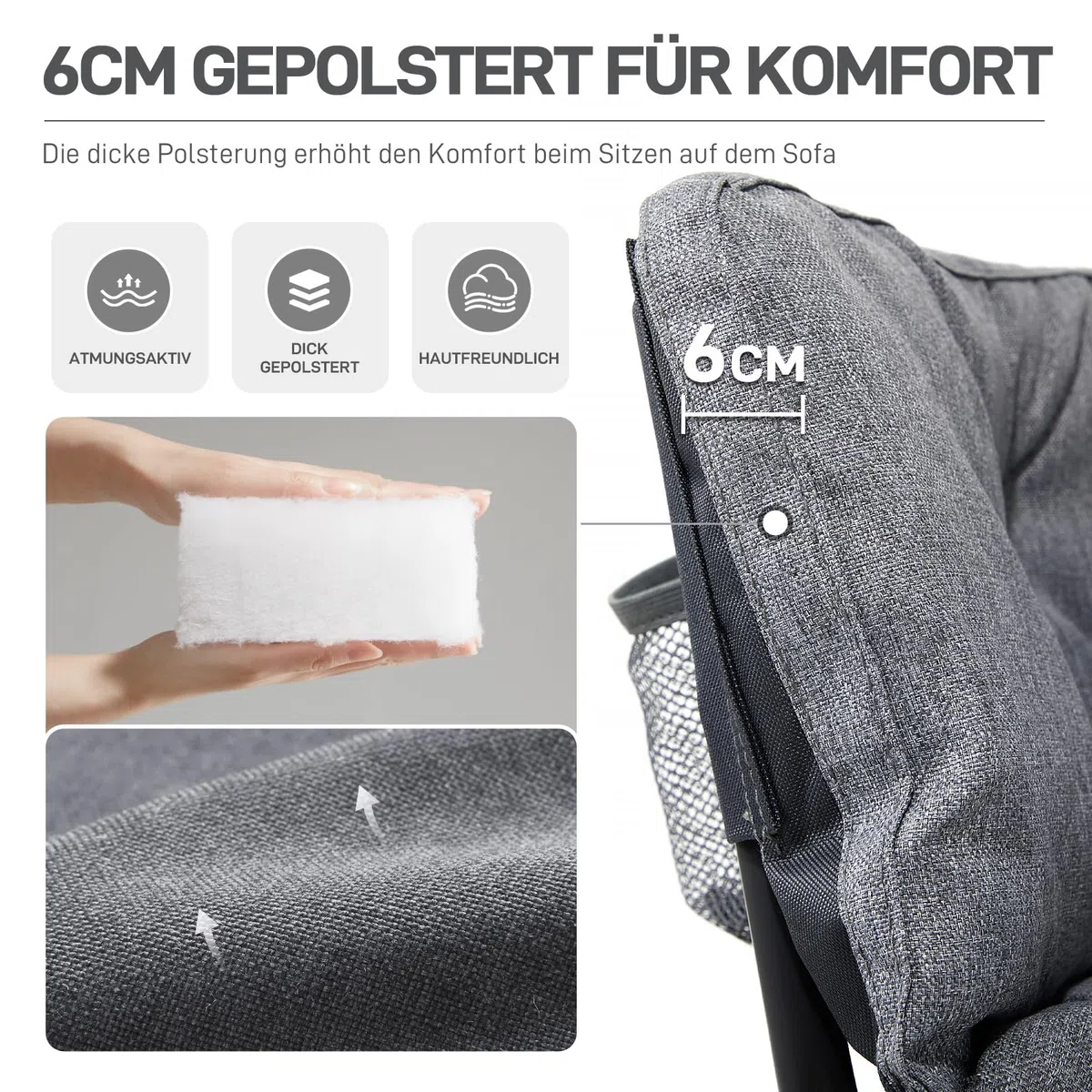 EVER ADVANCED Campingstuhl Faltbar 124CM Breit Campingsofa für 2 Personen Faltsofa 320KG Belastbar, Campingcouch Dick Gepolstert Klappstuhl XXL 2 Sitzer Hohe Lehne für Outdoor Garten Balkon Indoor