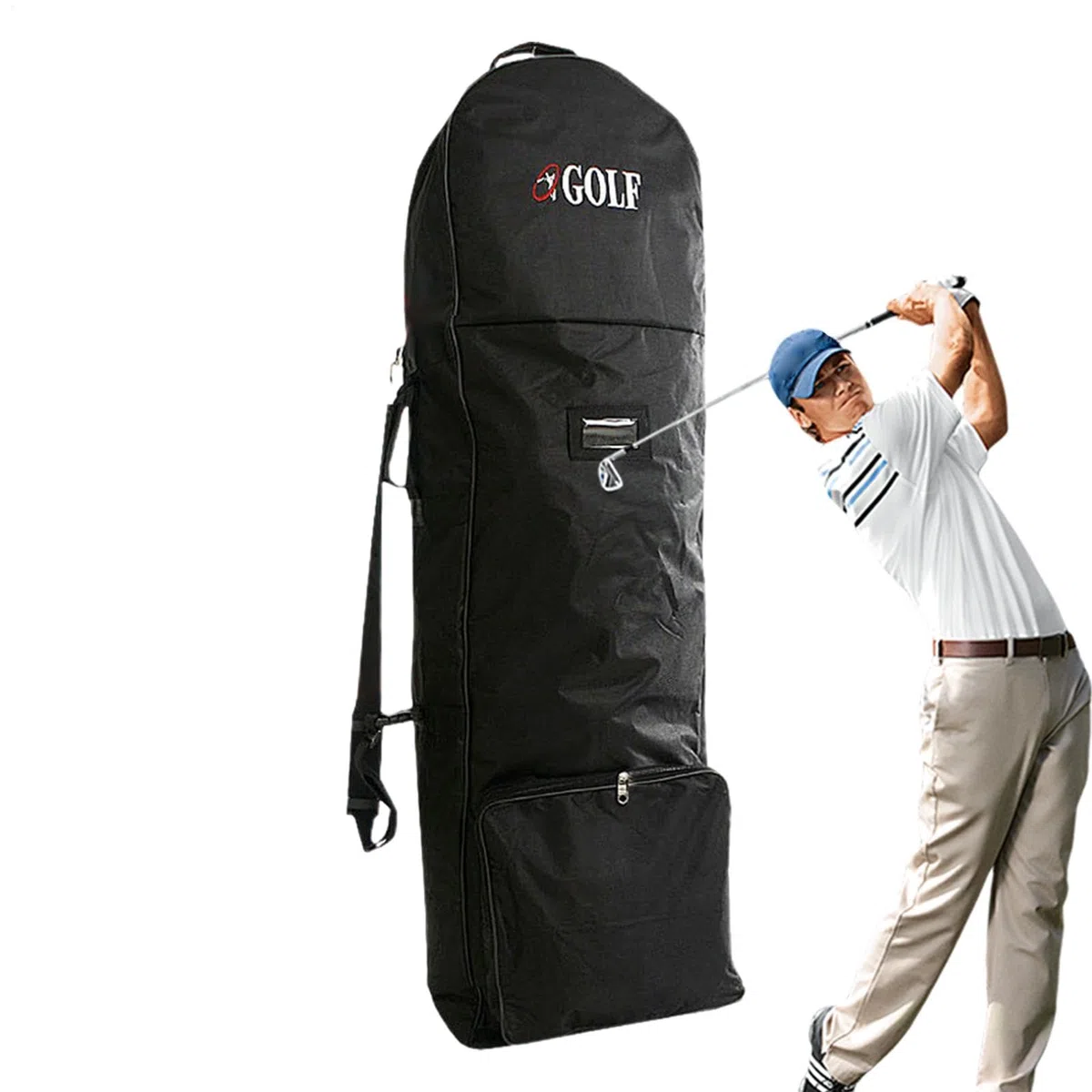 Golf-Tragetasche für Flugzeug – Reiseabdeckung für Golfschläger mit Schultern und Rädern | Gepolsterter Schutz, wasserdichte und langlebige Tasche für Lufttransport, Auto, Zug