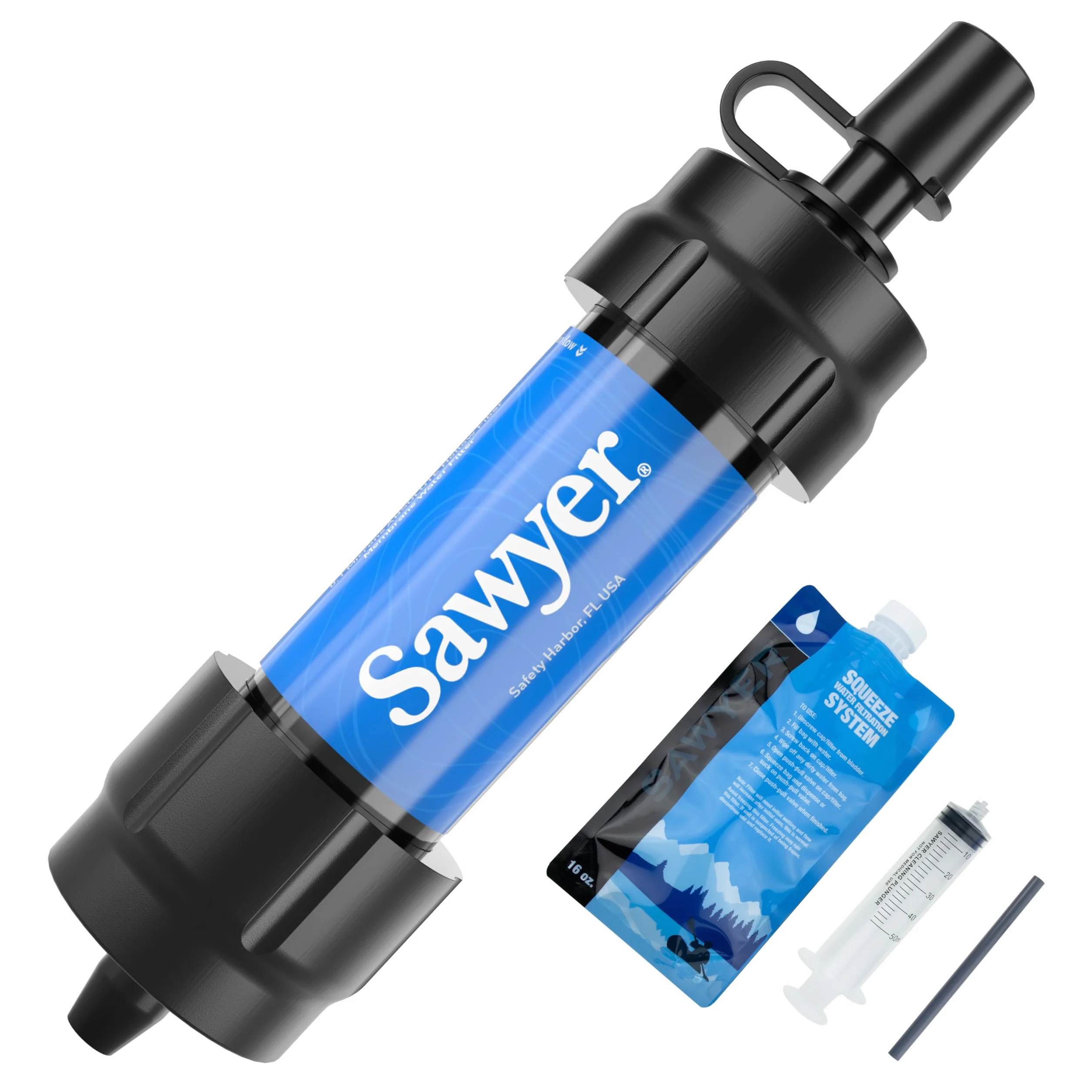 Sawyer Mini PointONE Wasserfilter Outdoor Notversorgung enfernt 100% Mikroplastik und 99,99999%* Aller Bakterien