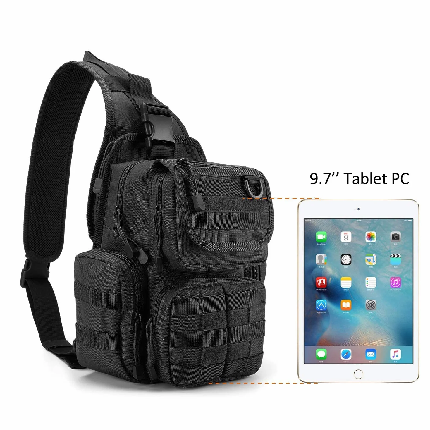 G4Free Taktisch Brusttasche Military Schultertasche Chest Sling Pack Molle Armee Crossbody Bag Militärisch Umhängetasche Single Strap Rucksack für Reisen Wandern Camping Trekking