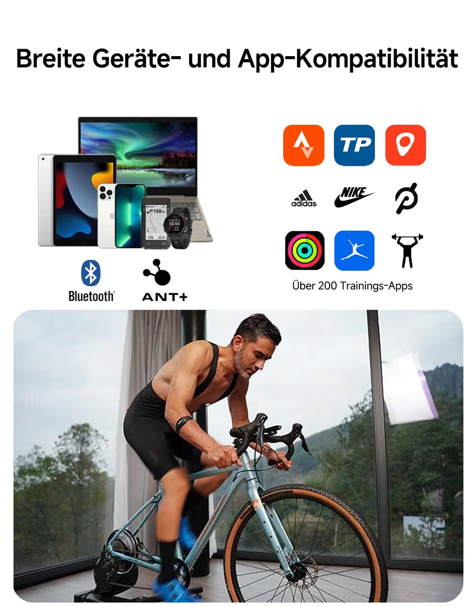 iGPSPORT Herzfrequenzmesser Armband, Bluetooth 5.0 ANT+ HR70 Pulssensor für den Sport, 65H Batterielebensdauer Fitness Armband für Sportarten Laufen Radfahren