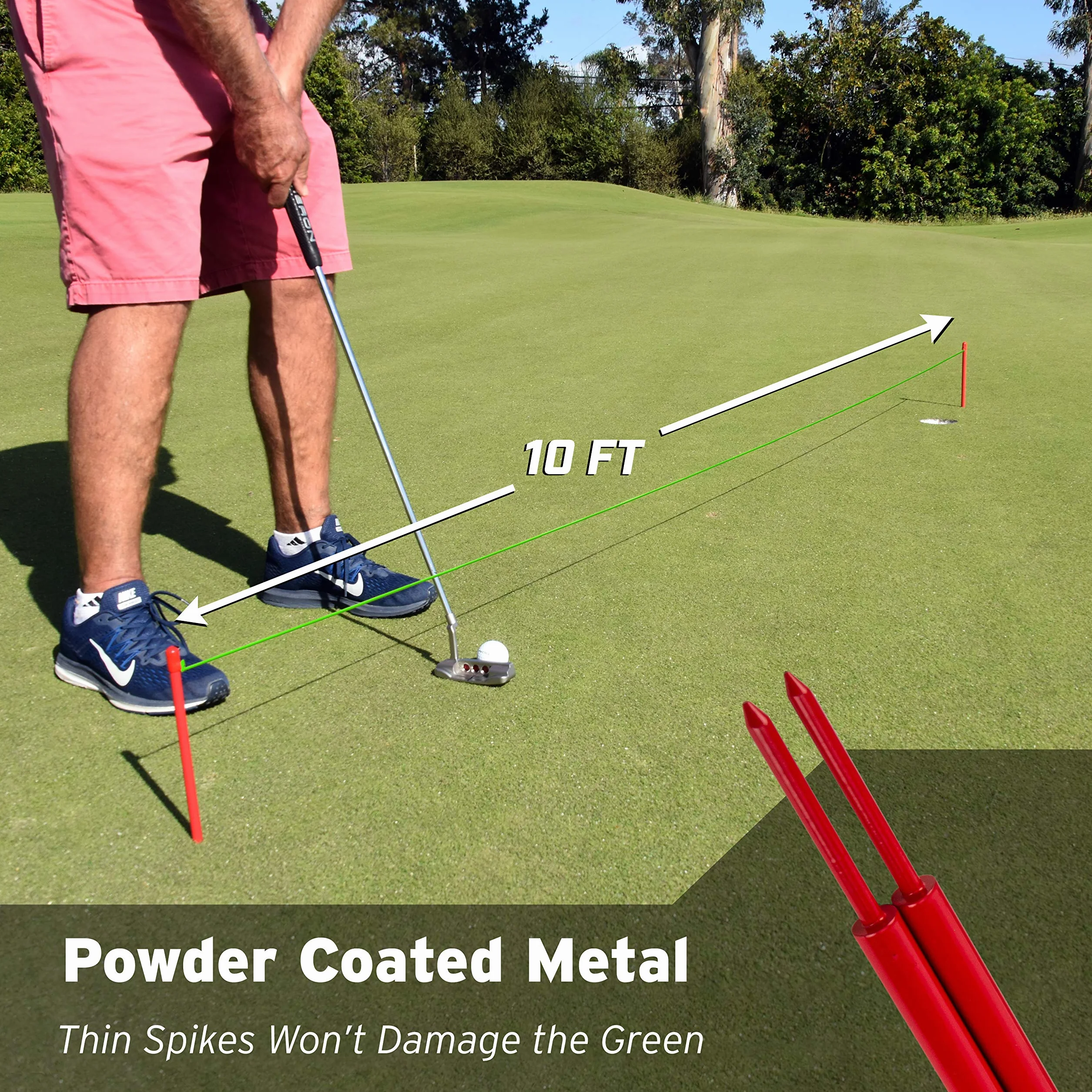 GoSports Down the Line Putting-Ausrichtungsschnur, 3 m, Golftrainingshilfe, meistere gerade und Breaking-Putts