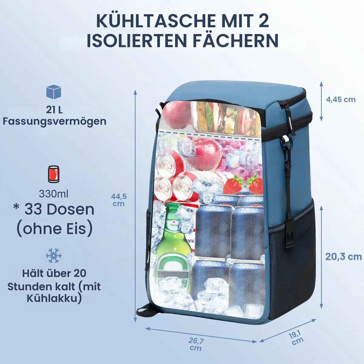 SPARTER Rucksack-Kühler, isoliert, auslaufsicher, 33 Dosen, wasserdicht, leicht, isoliert, Eistruhe, tragbare weiche Kühltasche für Strand, Reisen, Camping, Mittagessen