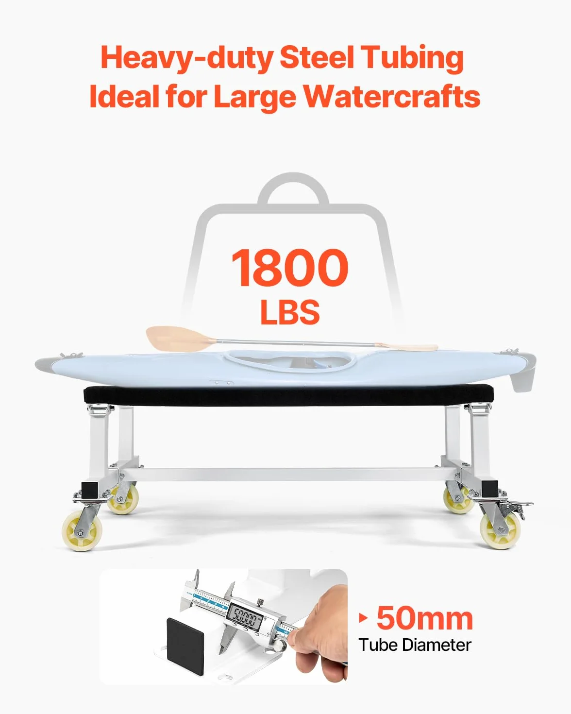 VEVOR Jet Ski Dolly, 816 kg, Bootswagen, Kajak Transportwagen zum Bewegen von Wasserfahrzeugen, Feste Koje mit 4 Lenkrollen & 2 Bremsen, Slipwagen für Kajaks, Luftkissenfahrzeuge, Schnellboote