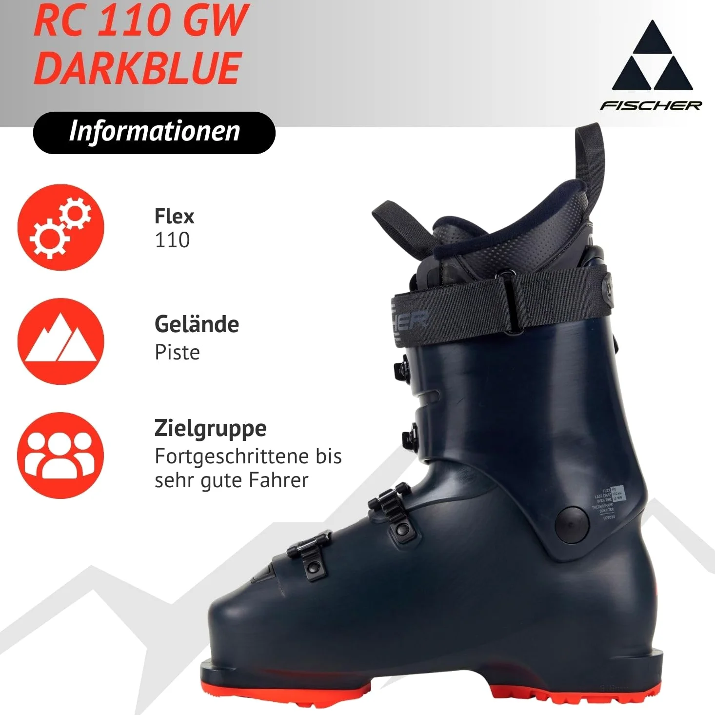 Fischer Skischuhe Skistiefel Alpinskischuhe Alpin-Skistiefel Alpinstiefel RC One 11.0 - Flex 110 - Modell 2024 - On Piste Allmountain - für fortgeschrittene bis Gute Fahrer