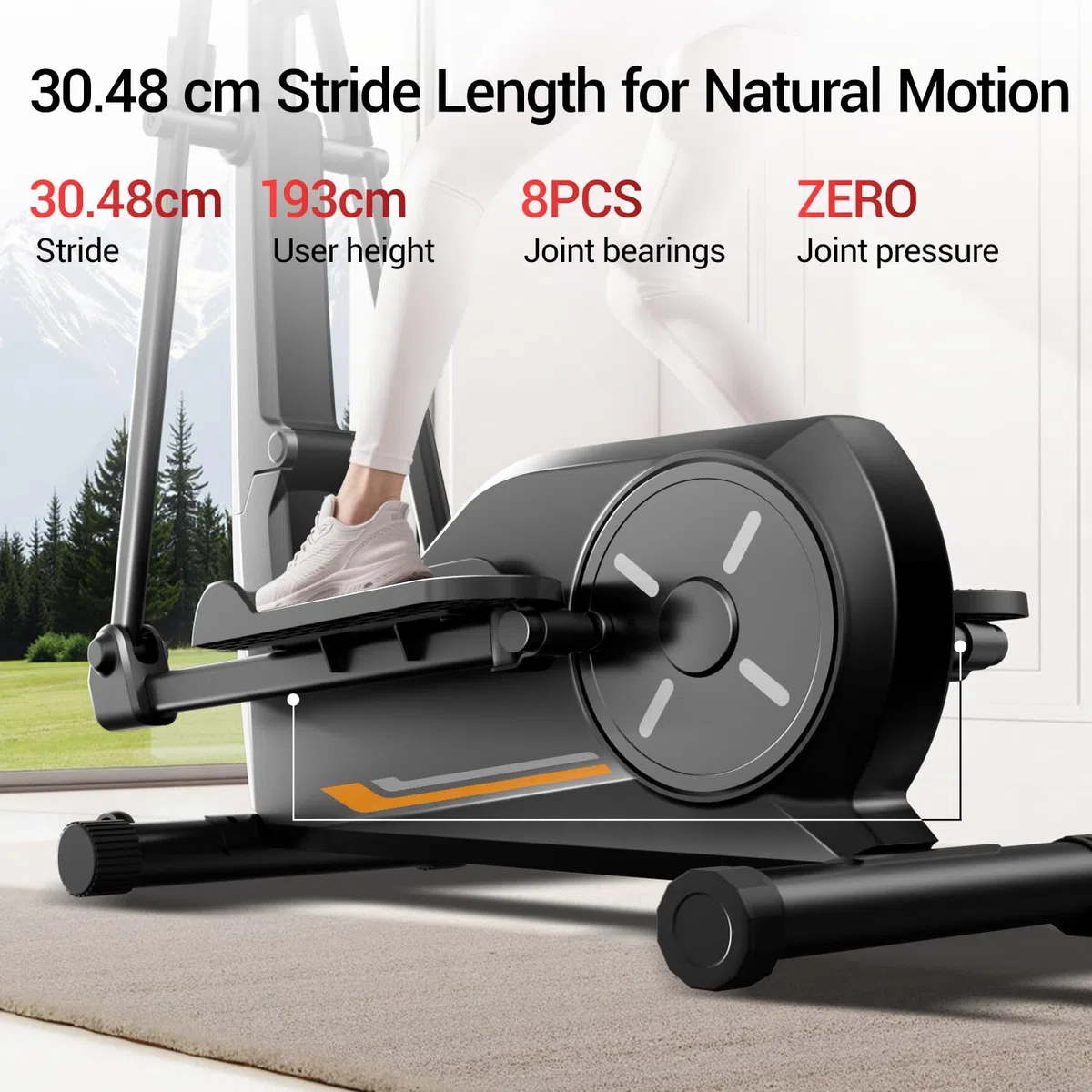 UMAY Crosstrainer für Zuhause, 16 Widerstandsstufen, Leiser Magnetischer Ellipsentrainer, 40cm Schrittlänge, Herzfrequenzgriffe,LCD-Display Cross Trainer, Tragfähigkeit 159kg