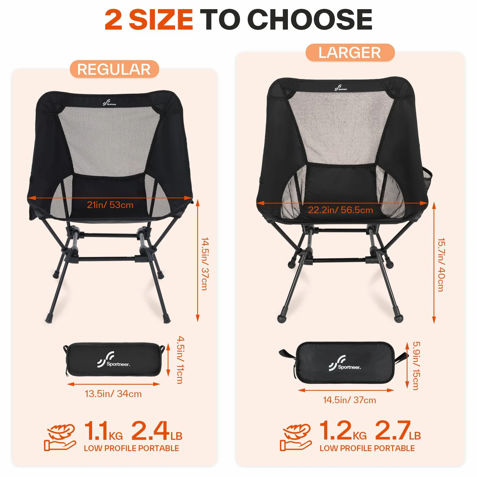 Sportneer Campingstuhl Faltbar Camping Stuhl Tragbarer Campingstühle 150Kg Faltstuhl Ultraleichter Packmaß Kleiner Klappstuhl mit Tragetasche für Picknick, Outdoor, Wandern