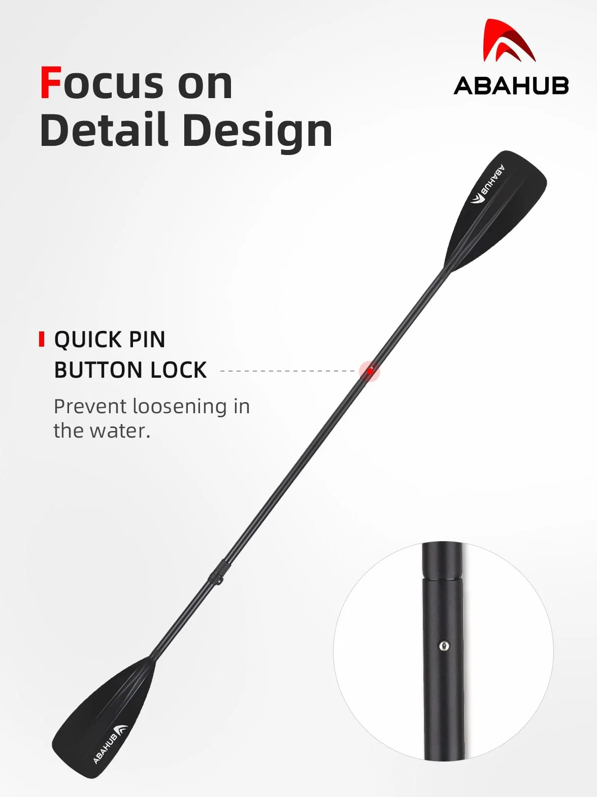 Abahub 2 in 1 Sup Kajak Paddel Aluminium Einstellbares Stand Up Paddle für Paddleboard, Aluminiumlegierung PU-beschichtete Schaft Kunststoff Nylon Klinge