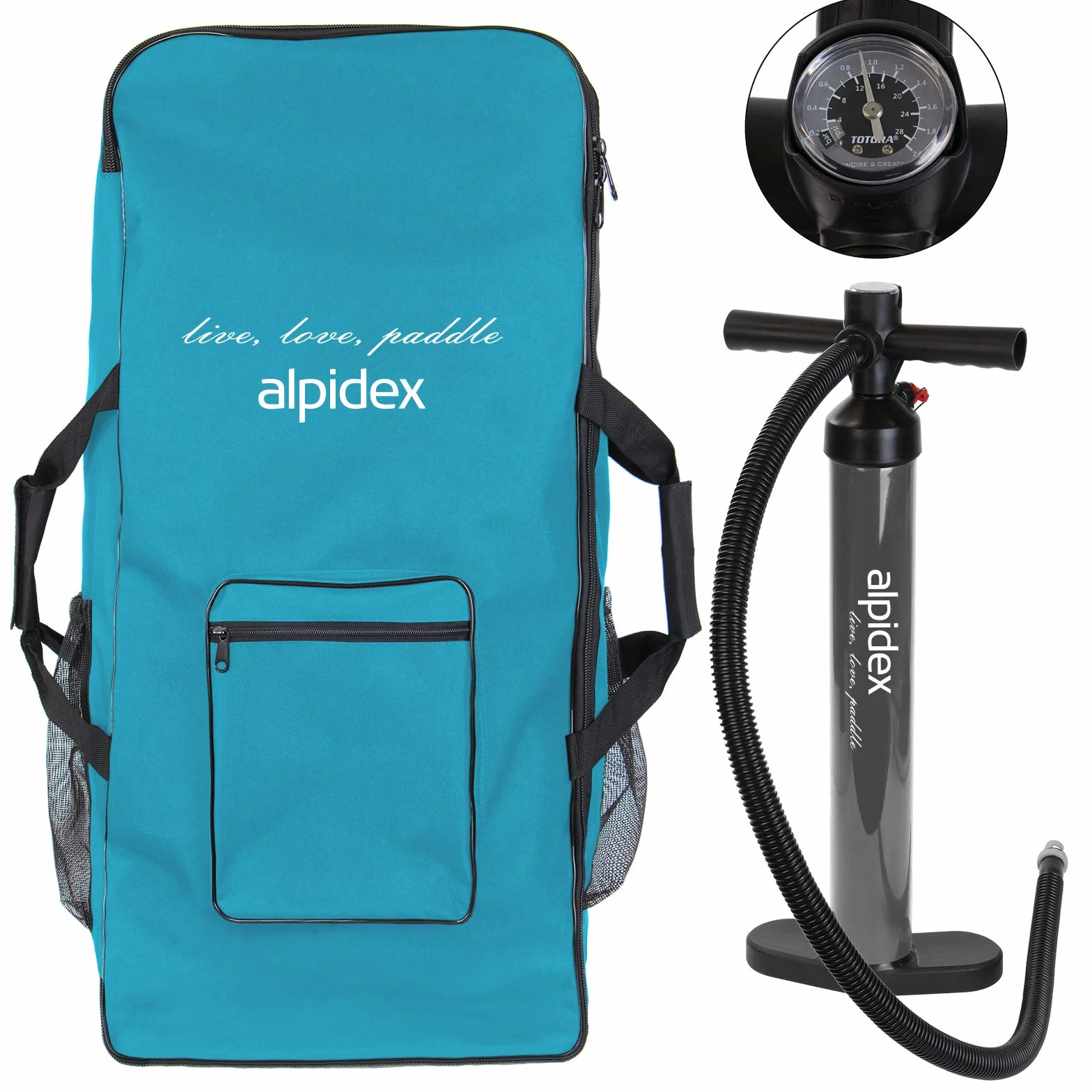 ALPIDEX Stand Up Paddle Set SUP 320 x 76 x 15 cm max. belastbar bis 200 kg Aufblasbar Stabil Leicht Komplett Set Tragetasche Paddel Finnen Luftpumpe Leash Repair Kit