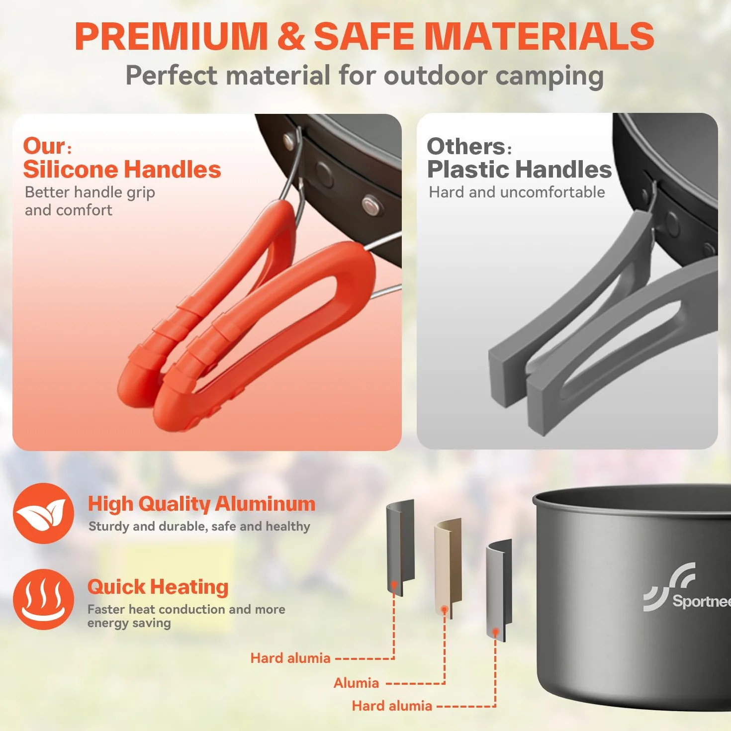 Camping Kochgeschirr Camping Geschirr Set 2 Personen Camping Topf Pfanne Set Und Wasserkocher Mit Tassen Teller Messer LöFfel Gabeln, Camping Besteckset Für Outdoor Picknick Wandern