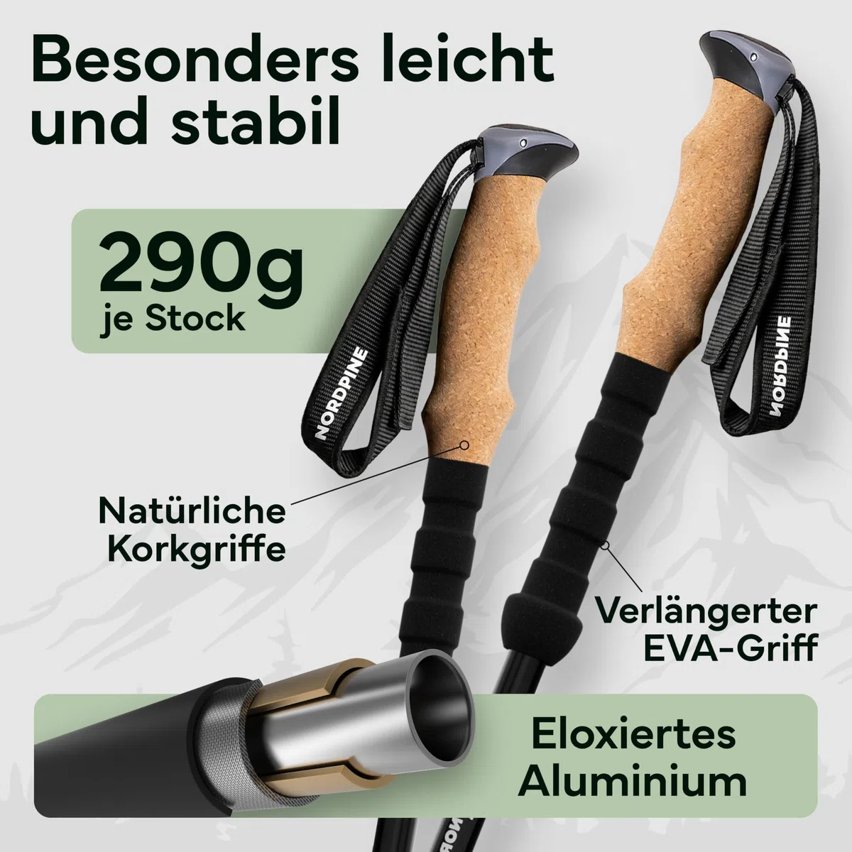 Wanderstöcke Teleskop Carbon oder Aluminium 65-135cm - Höhenverstellbare Walking Stöcke Damen & Herren - Nordic Walking Stöcke mit Korkgriff, Wolframspitze & Gummipuffer - Trekkingstöcke ausziehbar