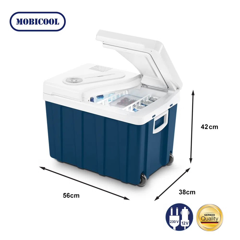 Mobicool MQ40W elektrische Kühlbox 39L 12V 230V mit Rollen und Telekopgriff