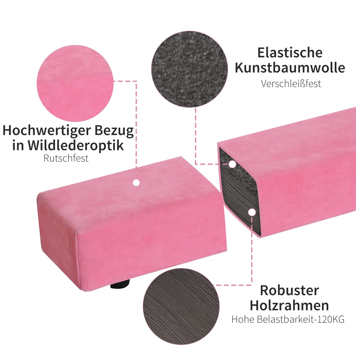 HOMCOM 210 cm Schwebebalken Turnbalken Indoor Outdoor Balance Beam Klappbarer Turnbalken Balance Balken Balancierbalken bis 120 kg