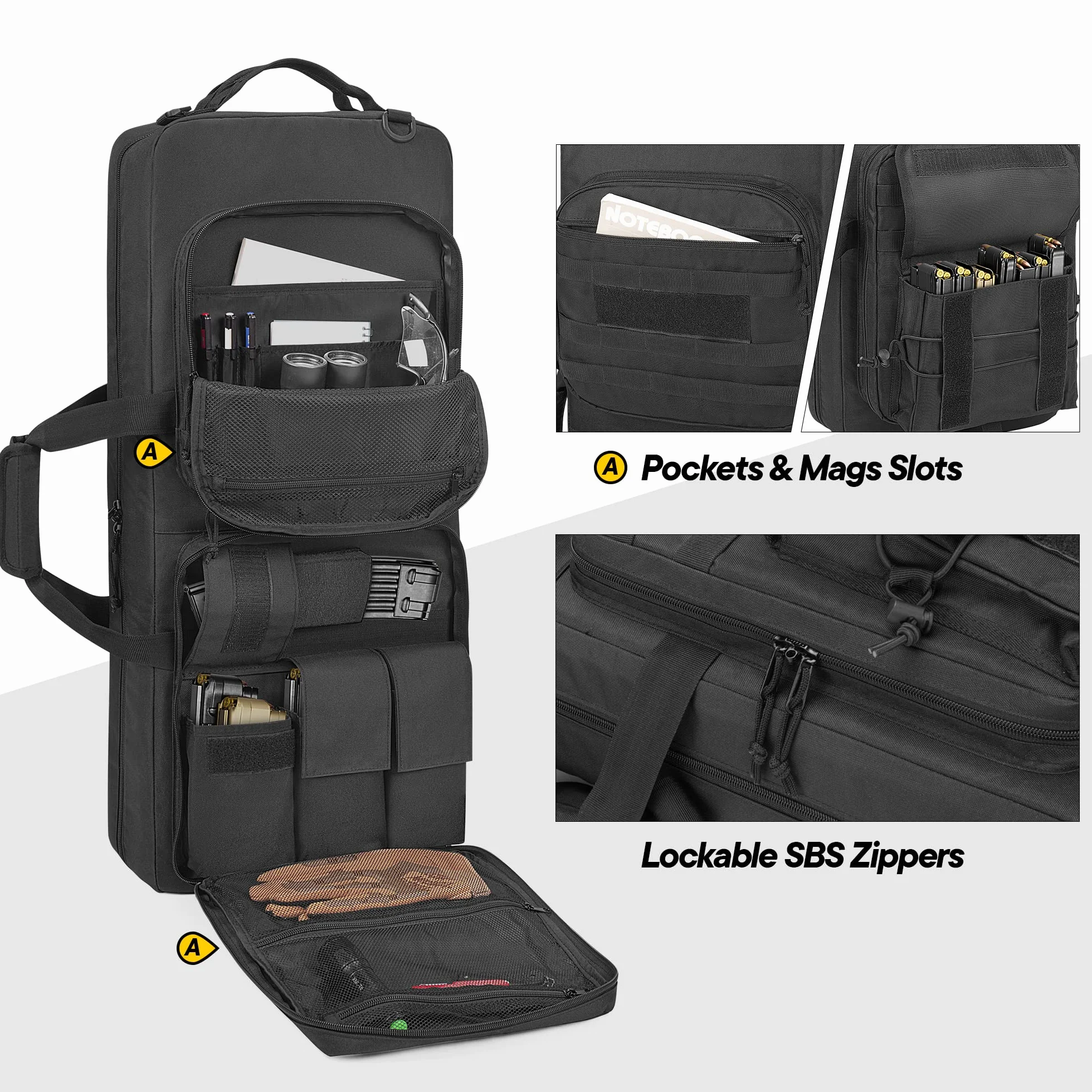 DSLEAF Gewehrtasche für 71 cm Gewehr, gepolsterter Gewehrrucksack mit abschließbaren Reißverschlüssen und Taschen für Zubehör, Taktische Gewehrtasche mit kurzem Lauf, perfekt zum Schießen und Jagen
