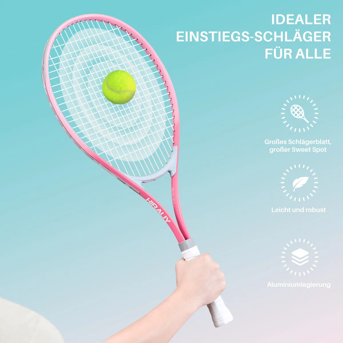 HIRALIY Tennisschläger-Set für Erwachsene, 68,6 cm, vorbespannte Tennisschläger für 2 Spieler, 2 Overgrip-Bänder, 3 Bälle und 1 Tragetasche, Outdoor-Freizeitsport für Anfänger