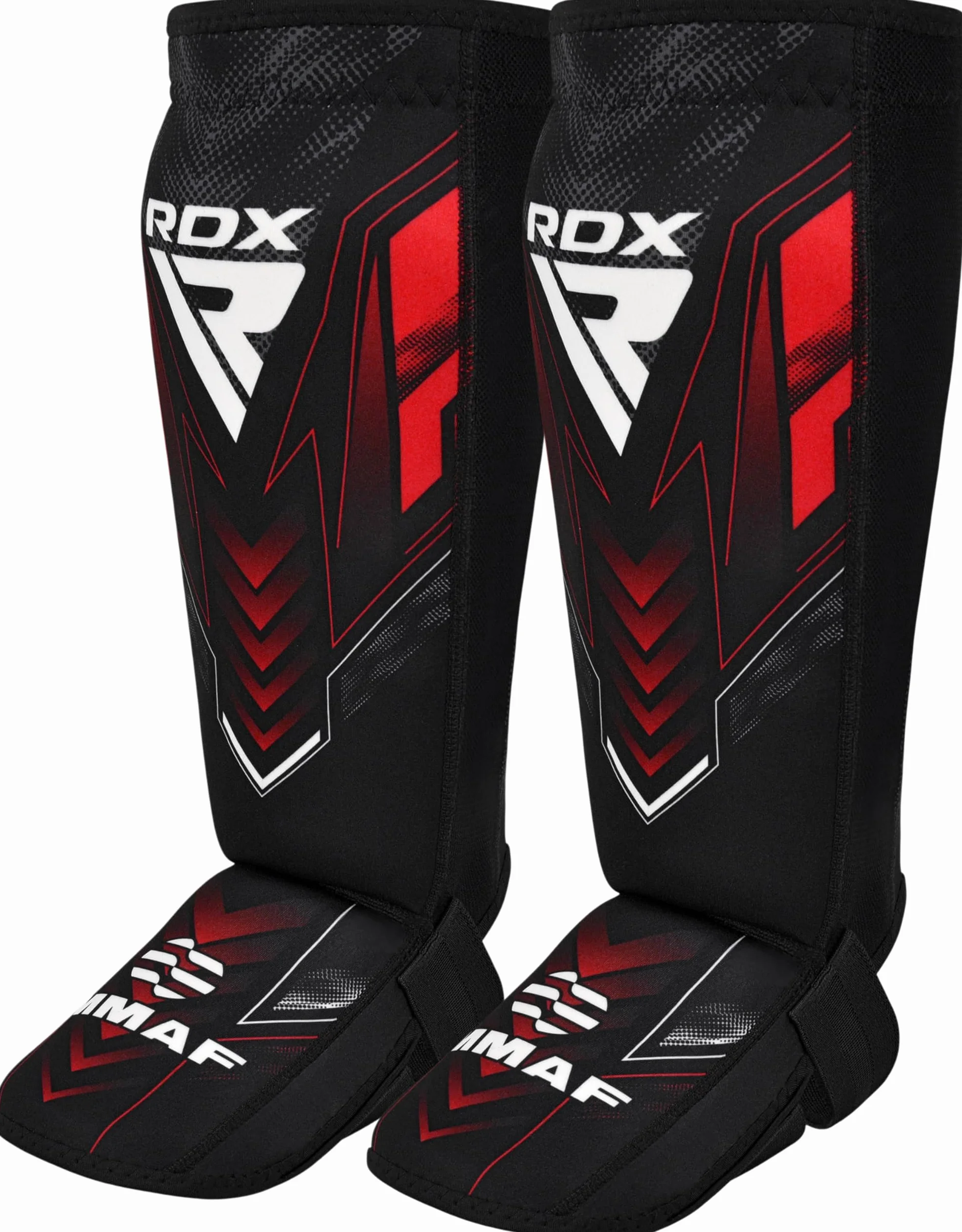RDX IMMAF Schienbeinschoner Kickboxen, Boxen Kampfsport MMA Spannschützer, Schienbeinschutz Polster Shin Guard Sparring, Herren Damen Fußschutz Kick Boxing Ausrüstung
